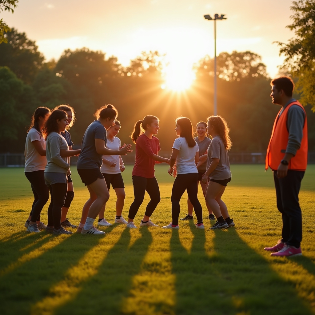 Actividades de tiempo libre al aire libre con grupo de jóvenes supervisado por monitor